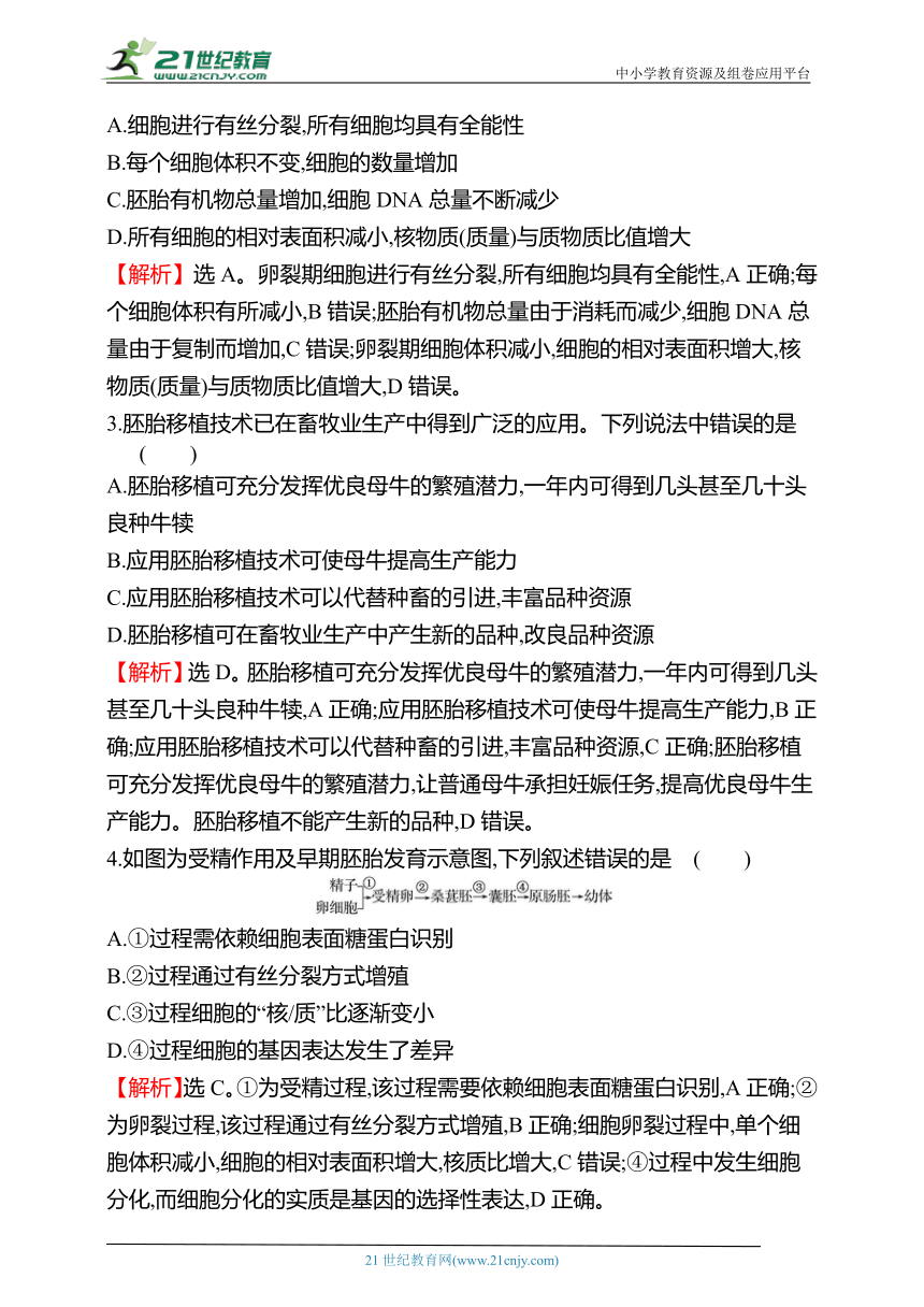 【备考2023】高考生物一轮复习同步检测：36 胚 胎 工 程（含解析）