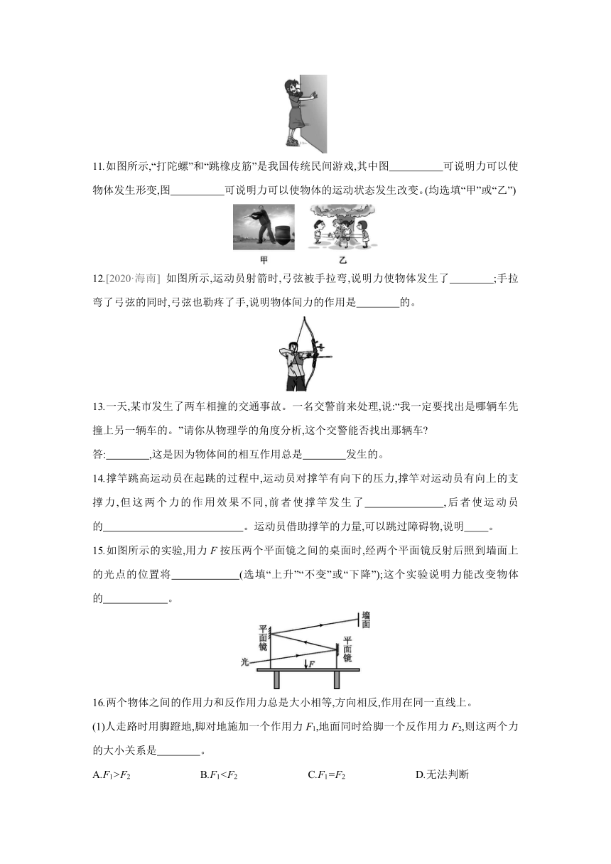 沪科版物理八年级上册课课练：6.1  力（含答案）