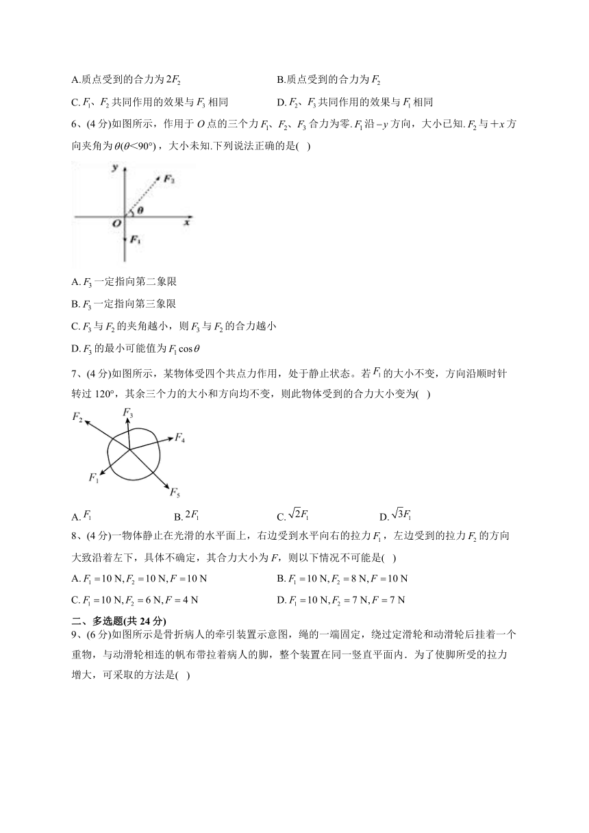 2022-2023学年教科版（2019）必修一3.4.力的合成  同步课时训练(word版含答案）