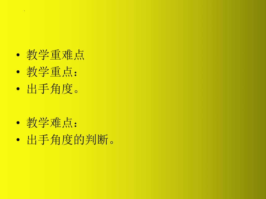 人教版初中体育与健康八年级全一册第二章田径解决投掷实心球出手角度的问题（课件） (共18张PPT)