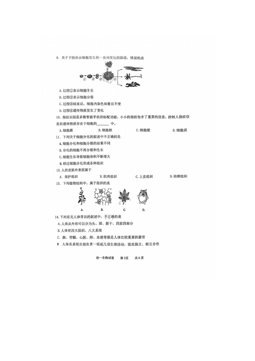 江苏省宿迁市联考2022-2023学年七年级下学期期中生物试题（图片版无答案）