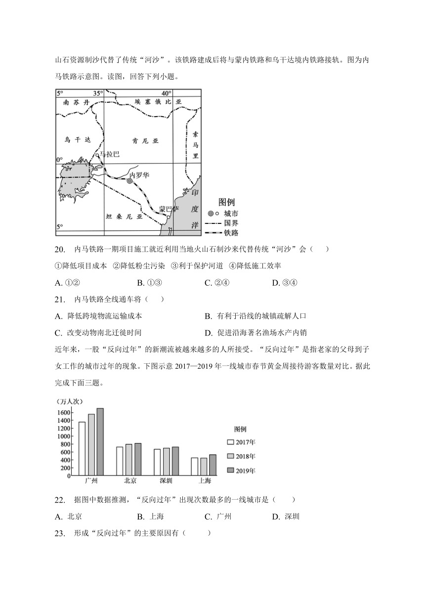 广西钦州市2022-2023学年高一下学期6月学业水平考试模式测试地理试卷（四）（含答案）