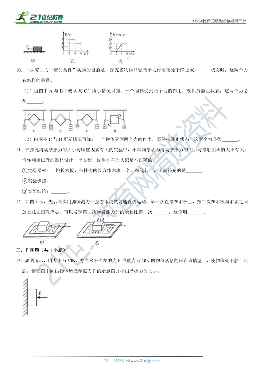 3.二力平衡和摩擦力极限挑战训练（含答案及解析）