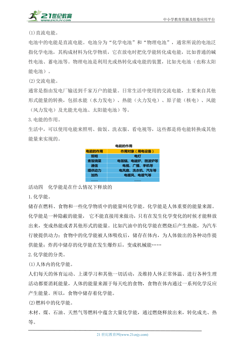 【核心素养目标】六年级科学下册（苏教版）1.2各种各样的能量（教案）