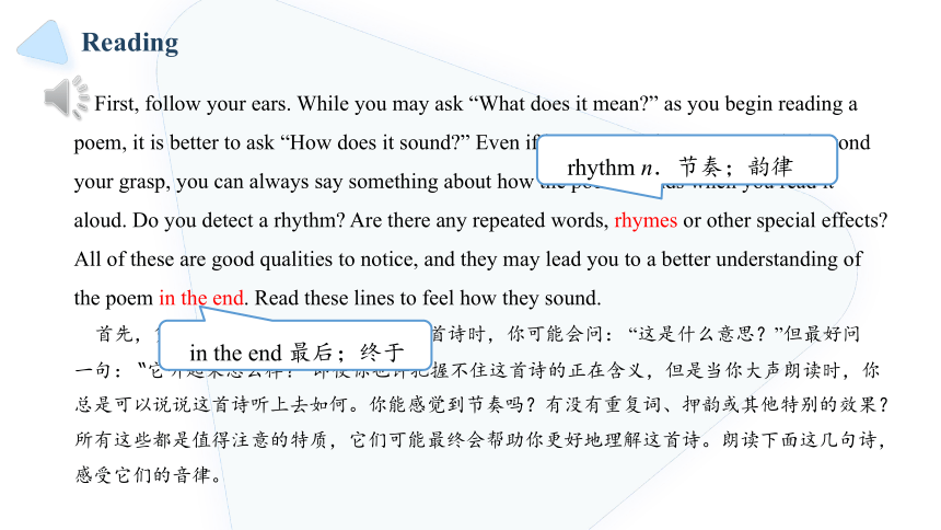 牛津译林版（2020）选择性必修第一册Unit 4  Exploring poetry-How to read a poem 课文预读课件（12张PPT）