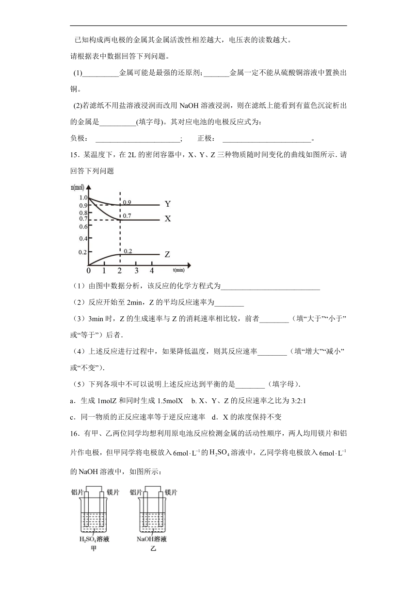 第2章 化学键 化学反应规律 测试题 （含解析） 2022-2023学年高一下学期化学鲁科版（2019）必修第二册