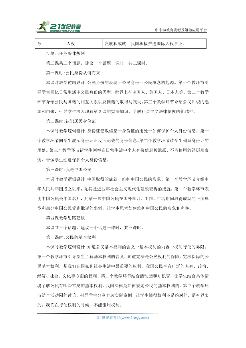 第二单元 我们是公民 大单元整体教学设计