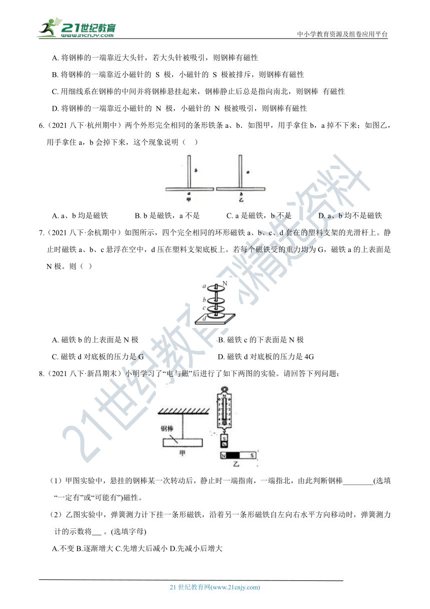 【8年级下册同步讲练测】1.1 指南针为什么能指南  知识点精炼（含答案）