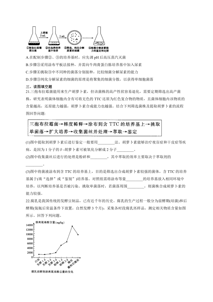 新课标新高考2022届高考生物二轮复习专题练（九）：生物技术实践（江苏地区使用）（word版有答案）