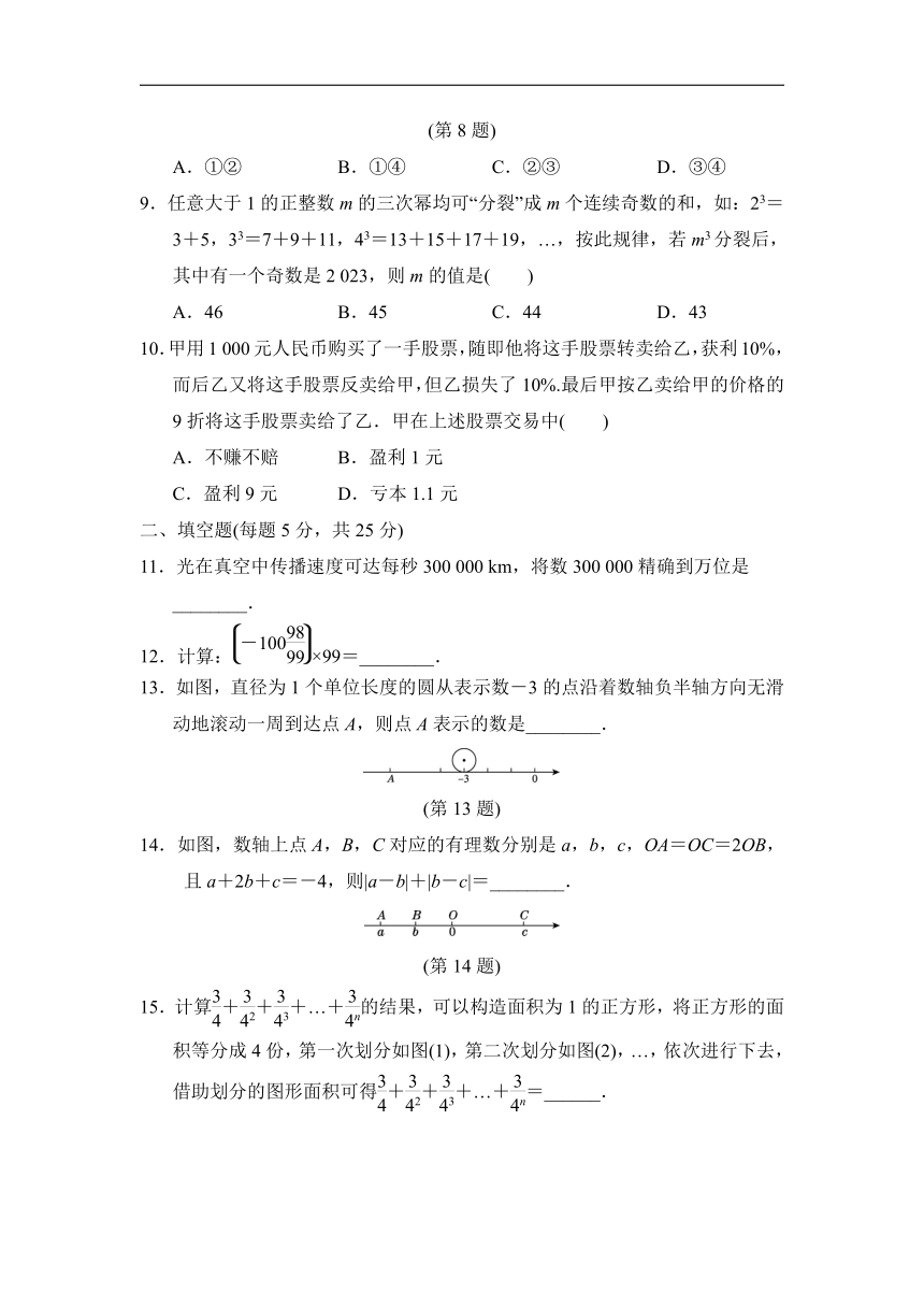 沪科版七年级数学上册第1章有理数学情评估  （word版含答案）