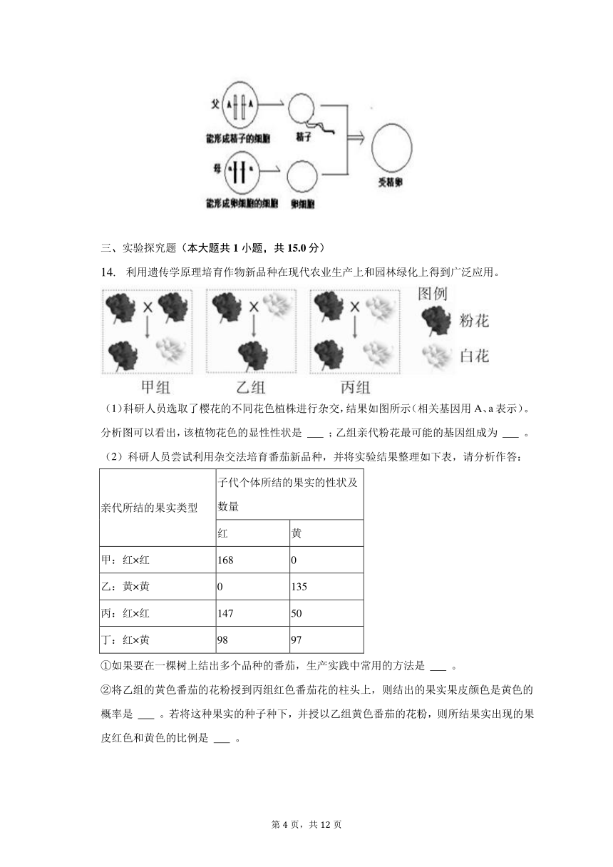 2022-2023学年安徽省亳州市利辛县阚疃金石中学八年级（下）月考生物试卷（一）（含解析）