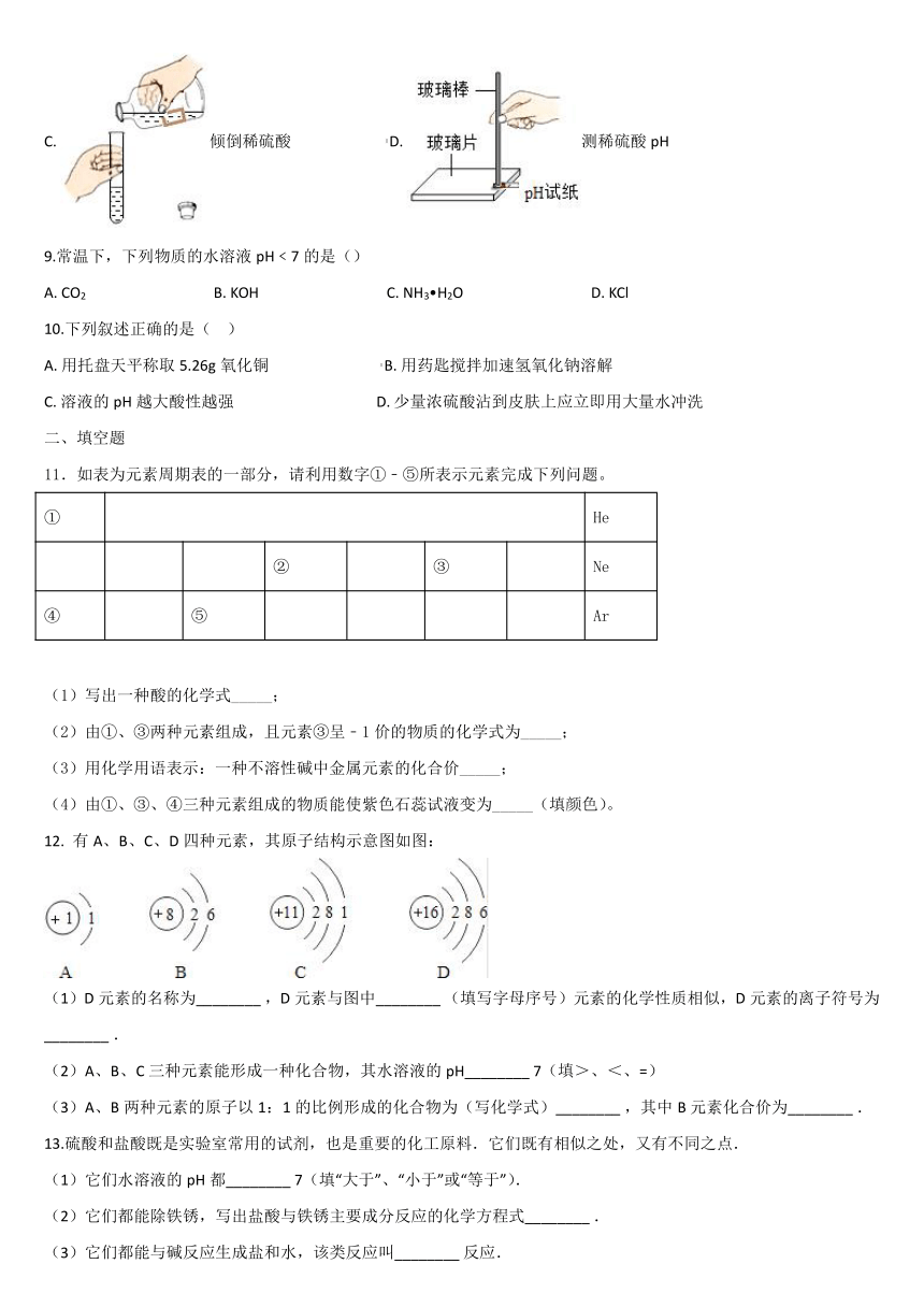 7.1酸性溶液和碱性溶液-2021-2022学年九年级化学仁爱版下册（word版含解析）