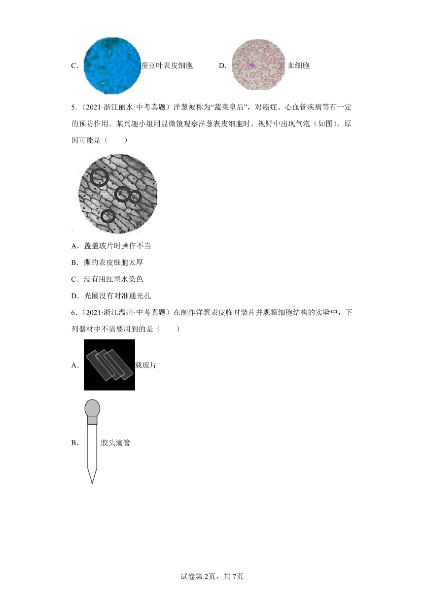 04细胞-浙江省各地区2020-2022中考科学真题汇编（含解析）