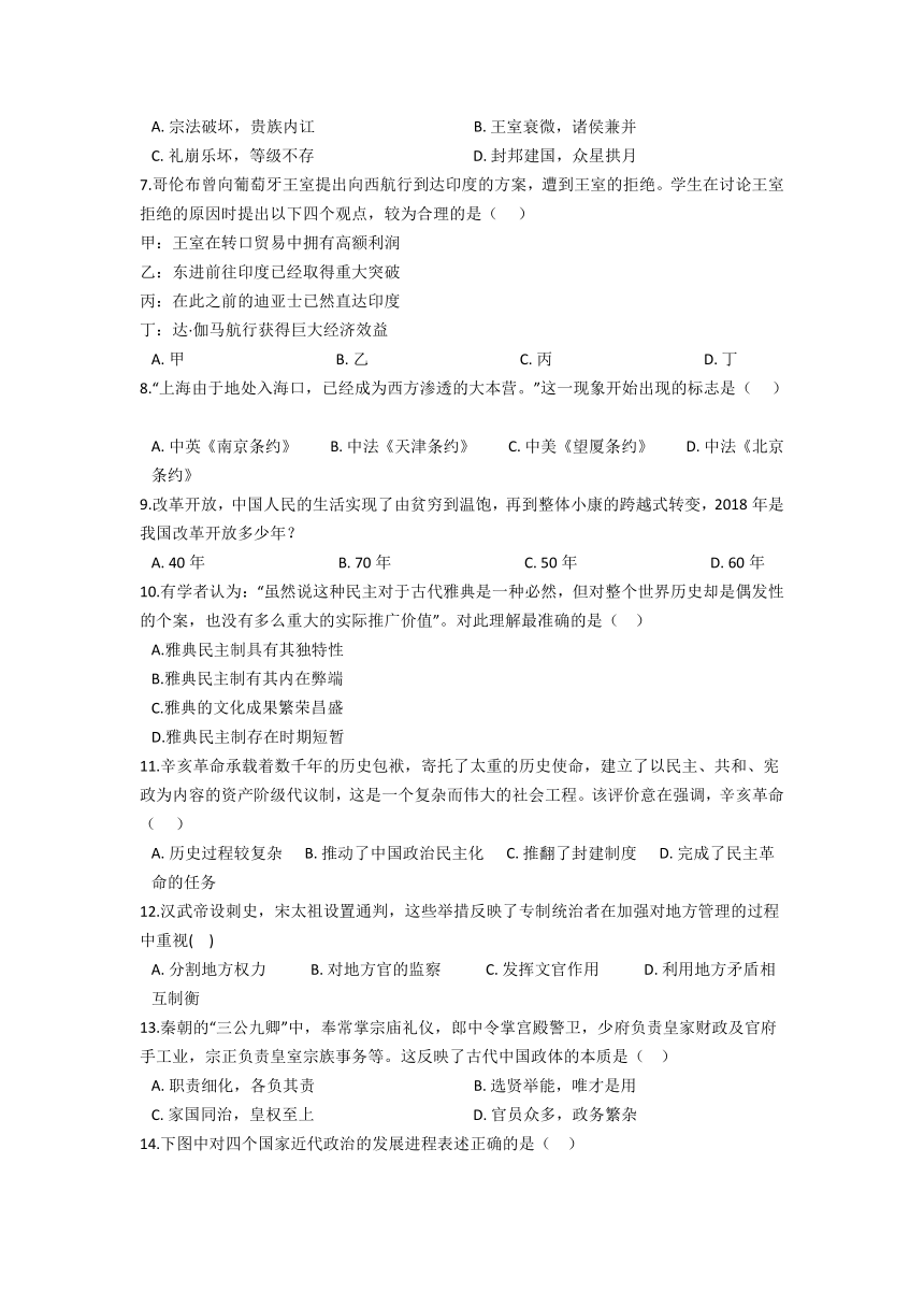 河南省漯河市临颍县第一高中2021-2022学年高一11月月考历史试卷（Word版含答案）