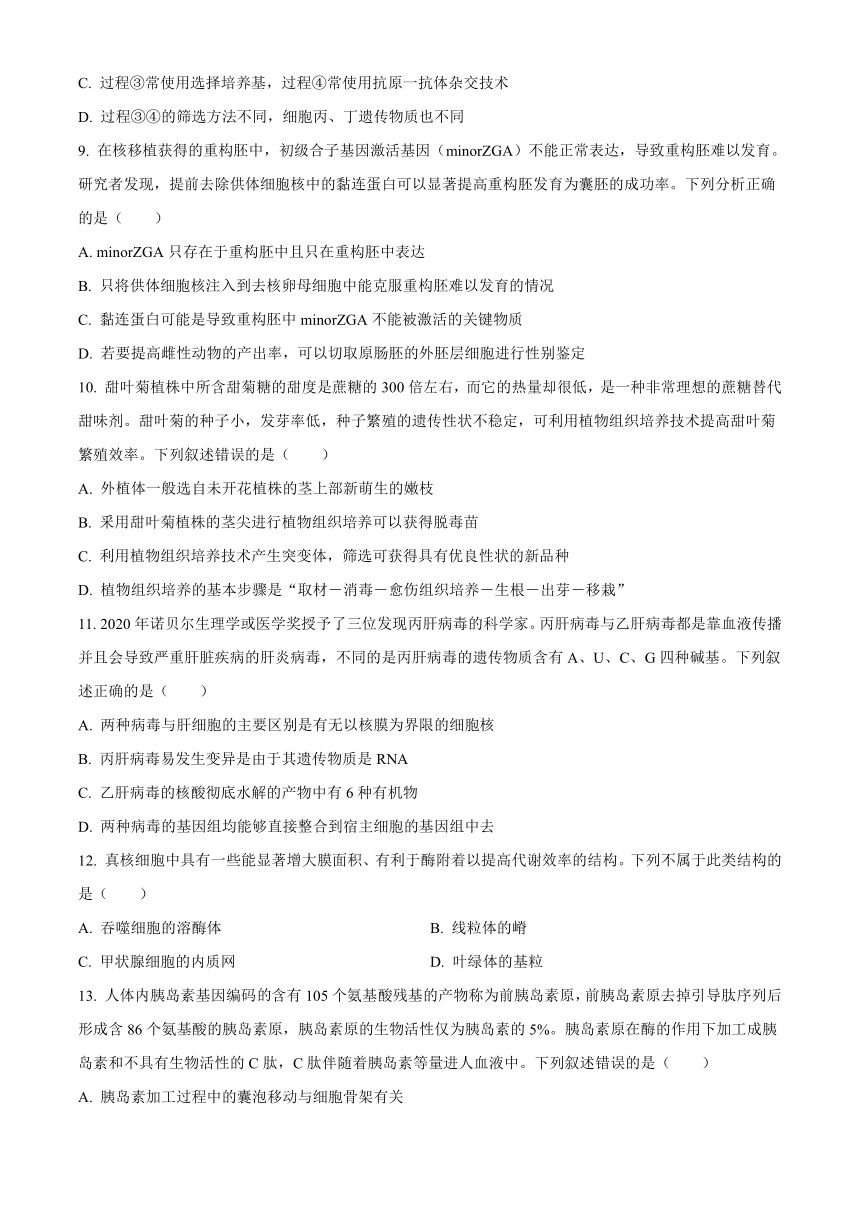 山东省聊城市2020-2021学年高二下学期期末考试生物试题 Word版含答案