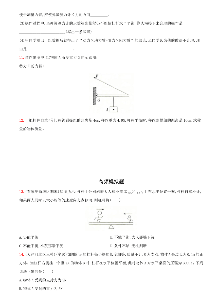 12.1 杠杆－2021年暑假精细复习－人教版八年级物理下册（含答案）