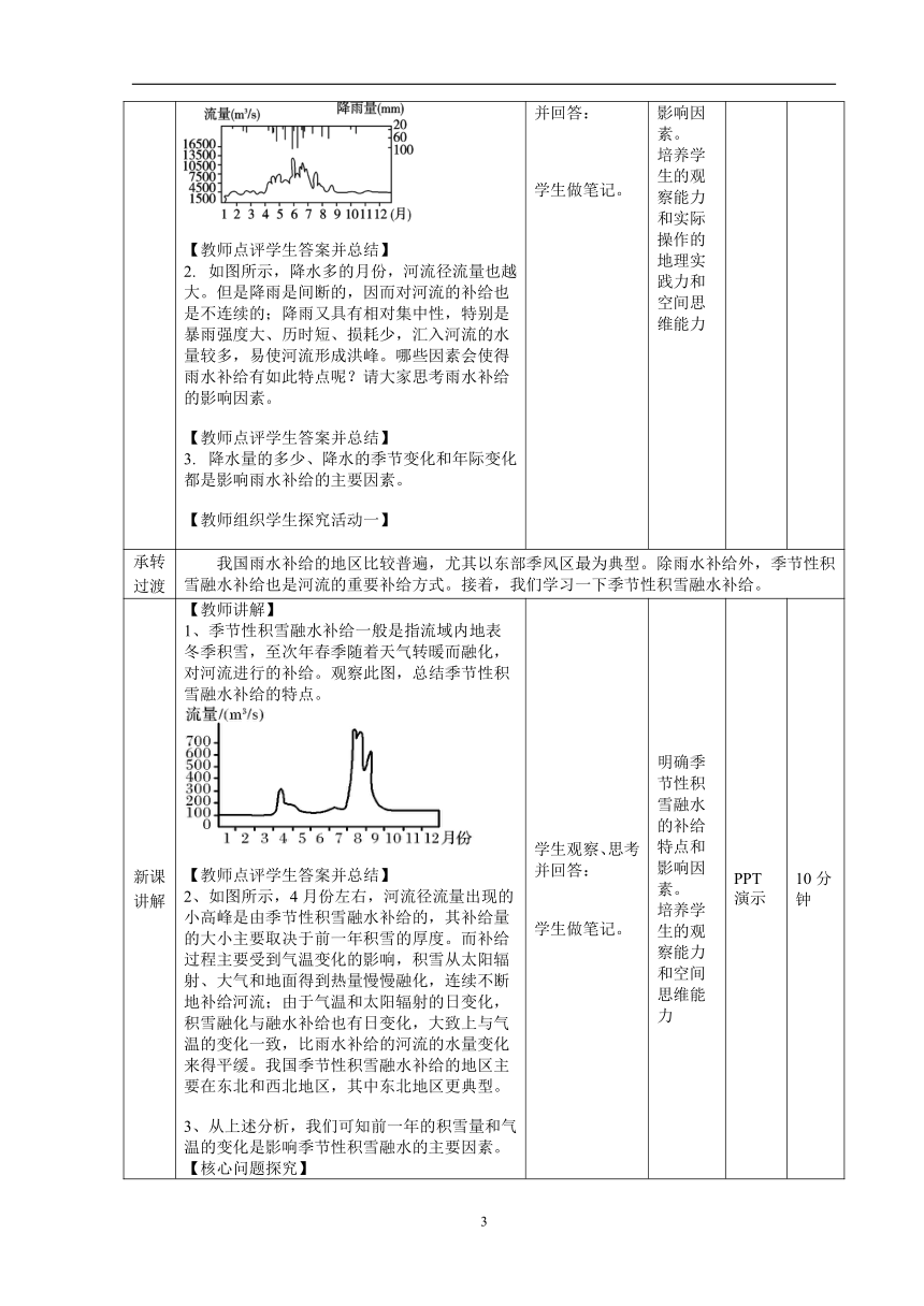 4.1 陆地水体间的相互关系教案 2023-2024学年高二地理湘教版（2019）选择性必修一（表格版）