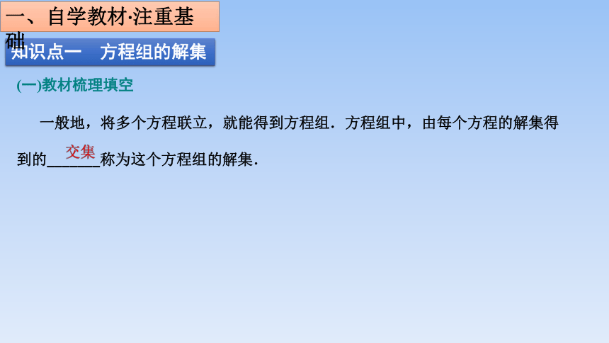 人教B版（2019）高中数学必修第一册  2.1.3方程组的解集 课件（共26张PPT）