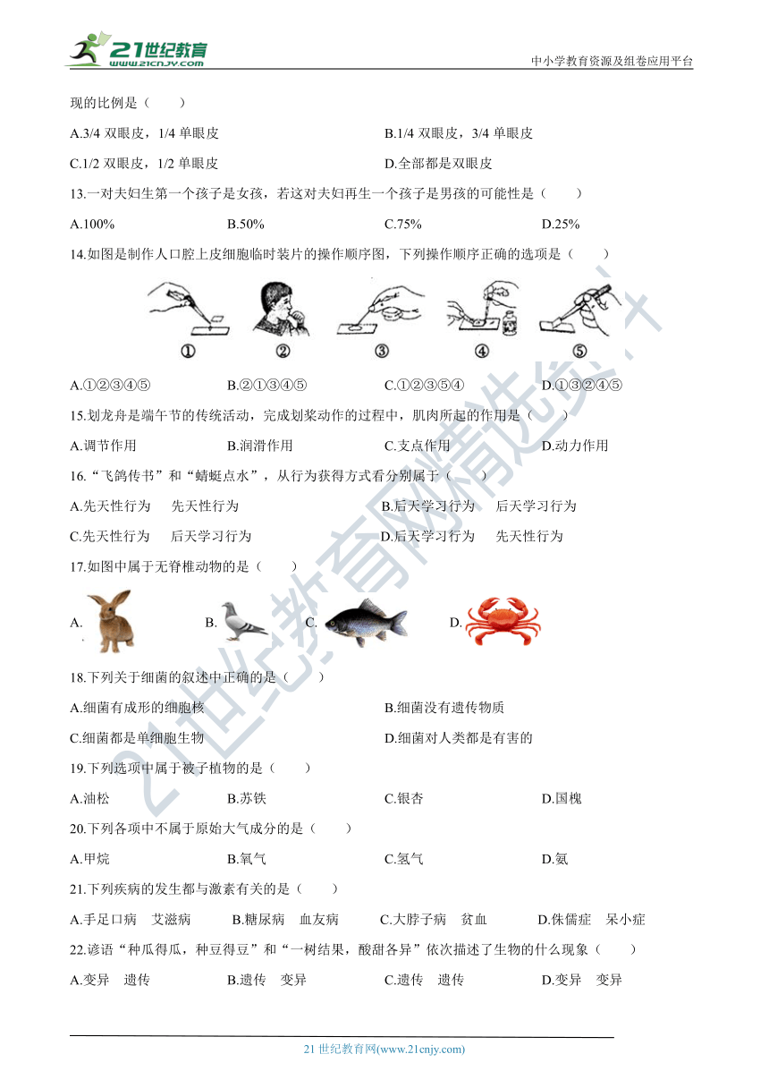 2020年贵州省遵义市中考生物真题详解审校版