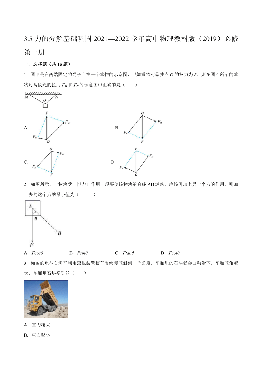 3.5力的分解基础巩固-2021-2022学年高一上学期物理教科版（2019）必修第一册（word版含答案）