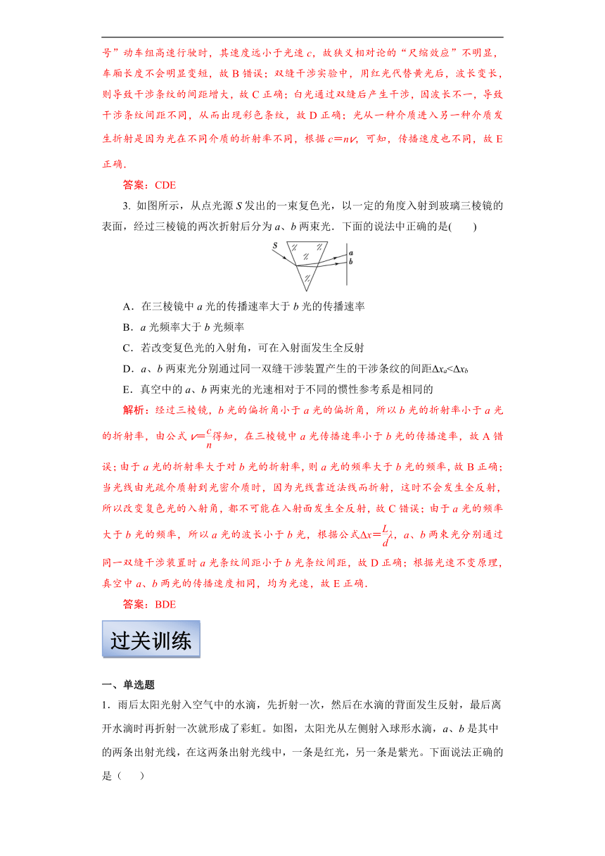 【备考2022】高考物理一轮复习学案  14.4 光的波动性及其用双缝干涉测量光的波长 电磁波 相对论 有解析