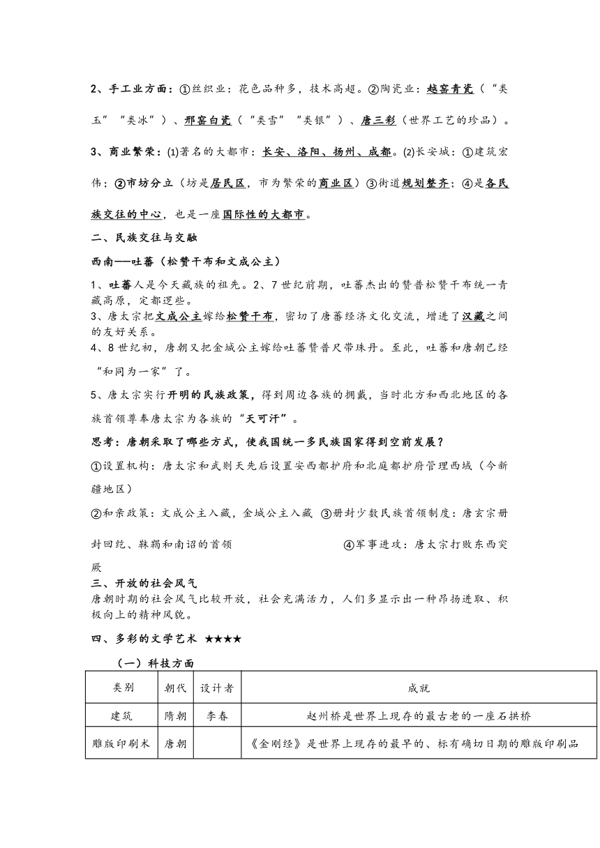 2021-2022学年部编版七年级历史下册知识汇总