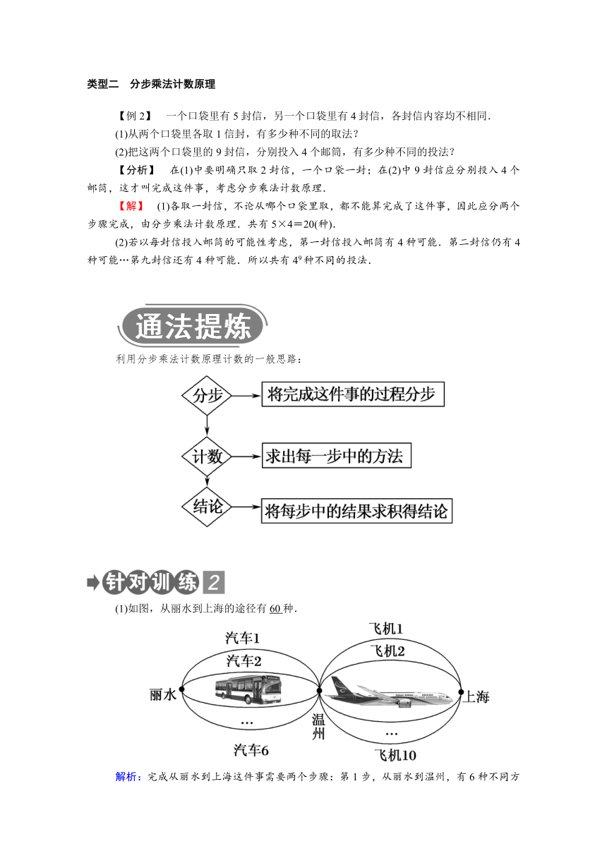 1.1分类加法计数原理与分步乘法计数原理及其简单应用学案2020-2021学年高二数学下学期人教A版选修2-3 第一章计数原理