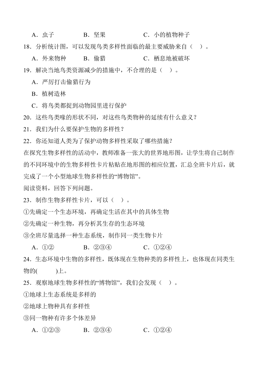 2023-2024学年科学六年级下册（苏教版）第15课多样的生物 同步分层作业（含解析答案）