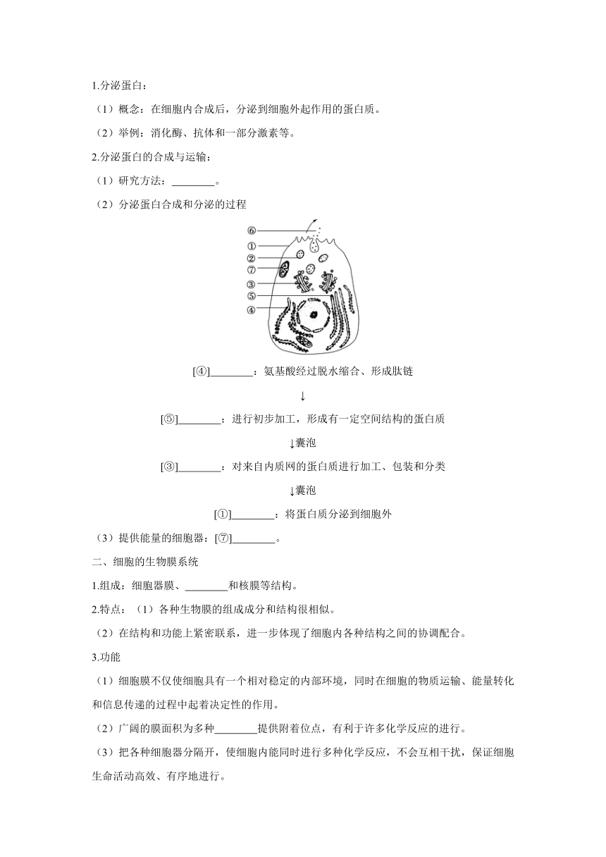 3.2细胞器之间的分工合作  导学案——2022-2023学年高一生物人教版（2019）必修一