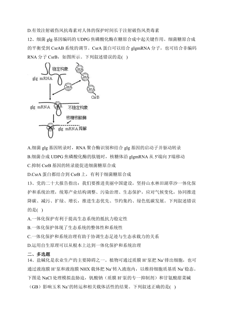 2023年湖南卷生物高考真题（含答案）