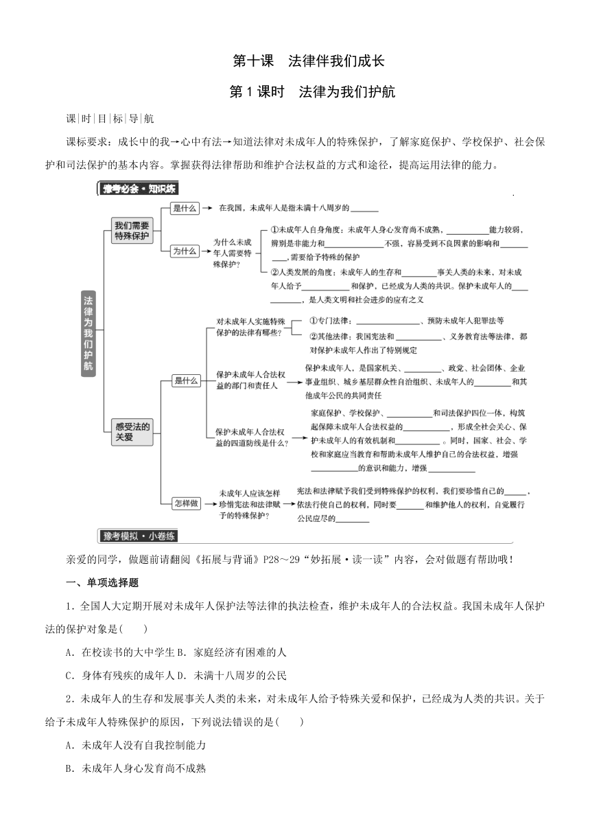 10.1 法律为我们护航同步学案（含答案）