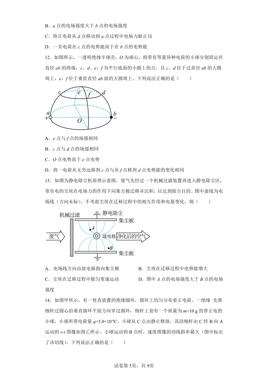 必修第三册2.1静电力做功与电势能(word版含答案)