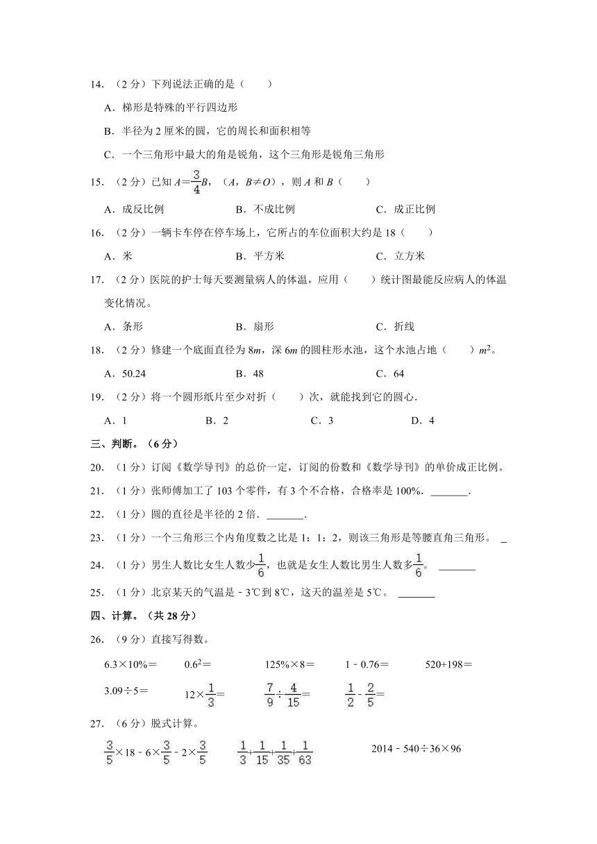 2022年山东省临沂市小升初数学试卷(含答案）