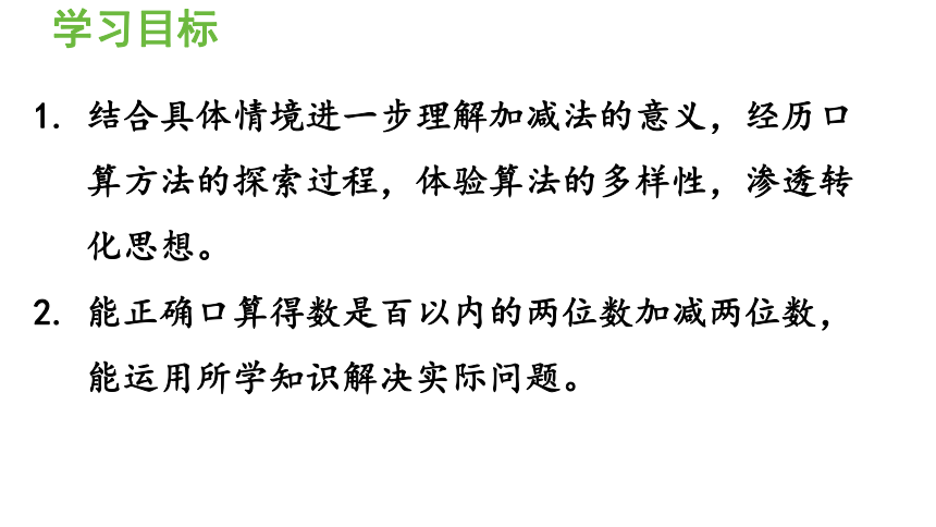 小学数学青岛版（六三制）二年级下四 勤劳的小蜜蜂——万以内的加减法（一）信息窗1  两位数加减两位数的口算课件（30张PPT)