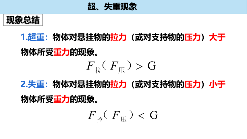 5.5 超重与失重 课件（18张PPT） 高一上学期物理鲁科版（2019）必修一册