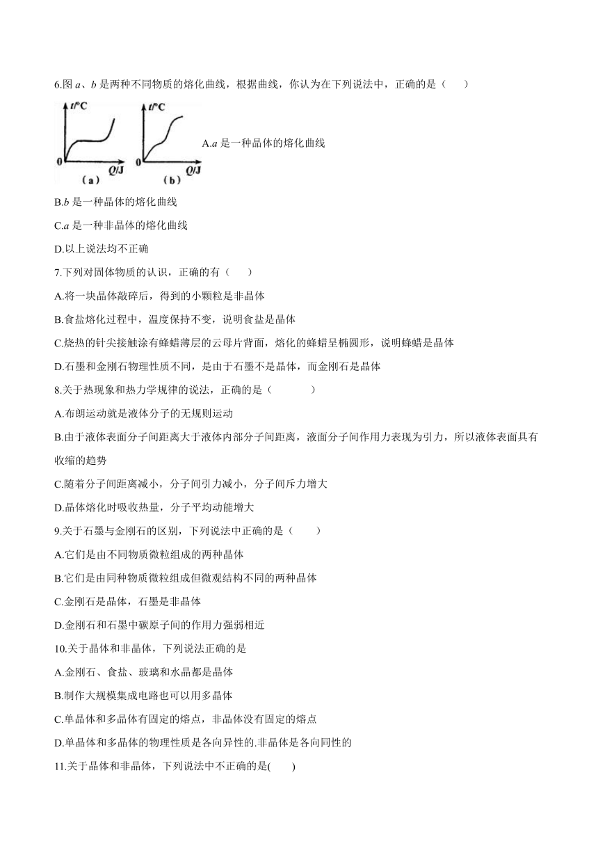 2.1固体的类型及微观结构 同步练习（word版含答案）