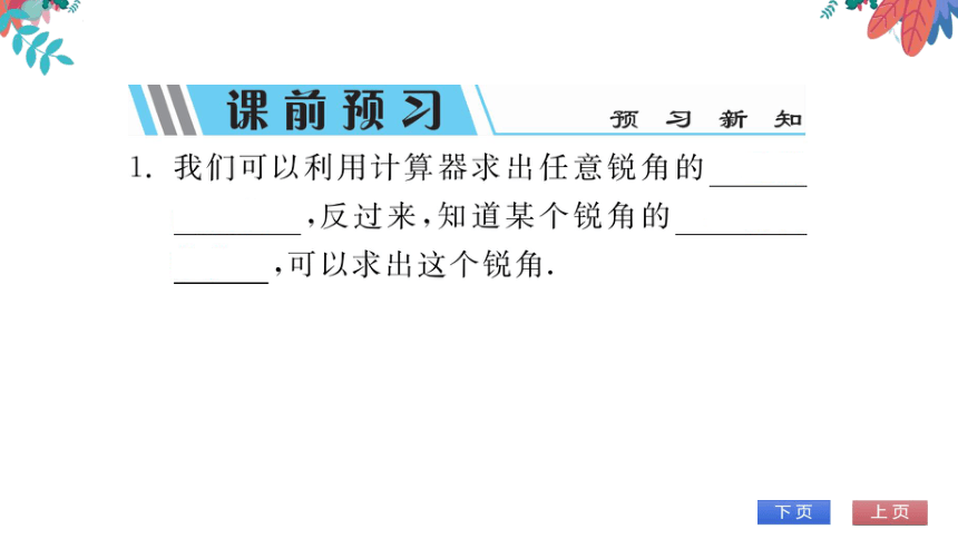 【华师大版】数学九年级上册 24.3.2 用计算器求锐角三角函数值 习题课件