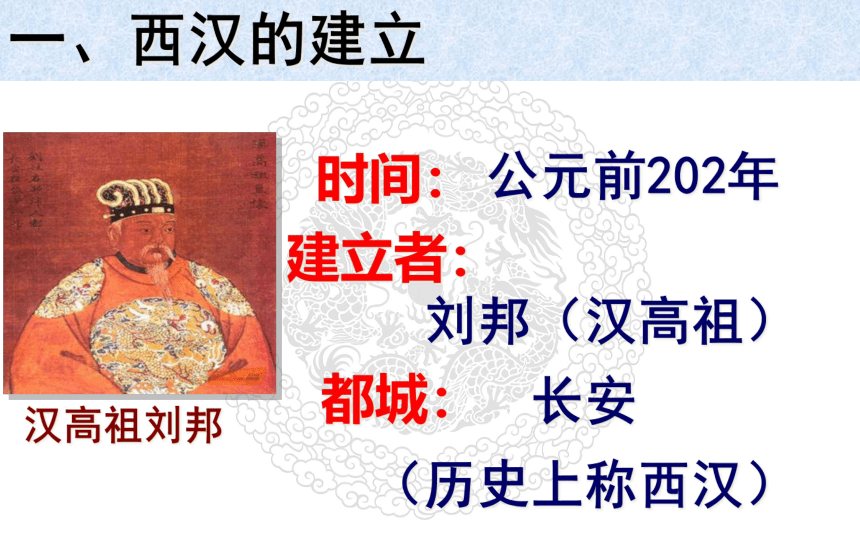 人教部编版七年级历史上册第11课 西汉建立和“文景之治”  课件（共22张PPT)