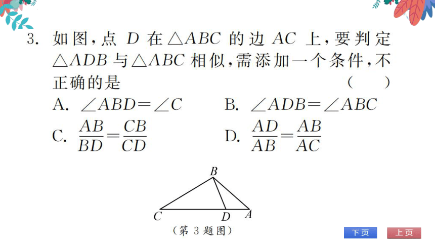 【华师大版】数学九年级上册 23.3.2 相似三角形的判定 第2课时 习题课件