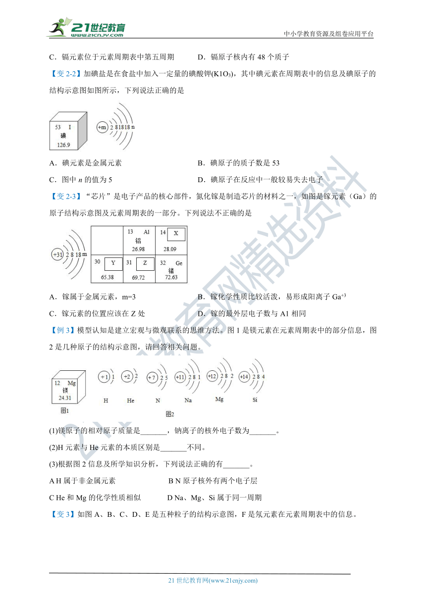 【人教版】九年级化学暑假自学专题十三：元素周期表（学生版+教师版）