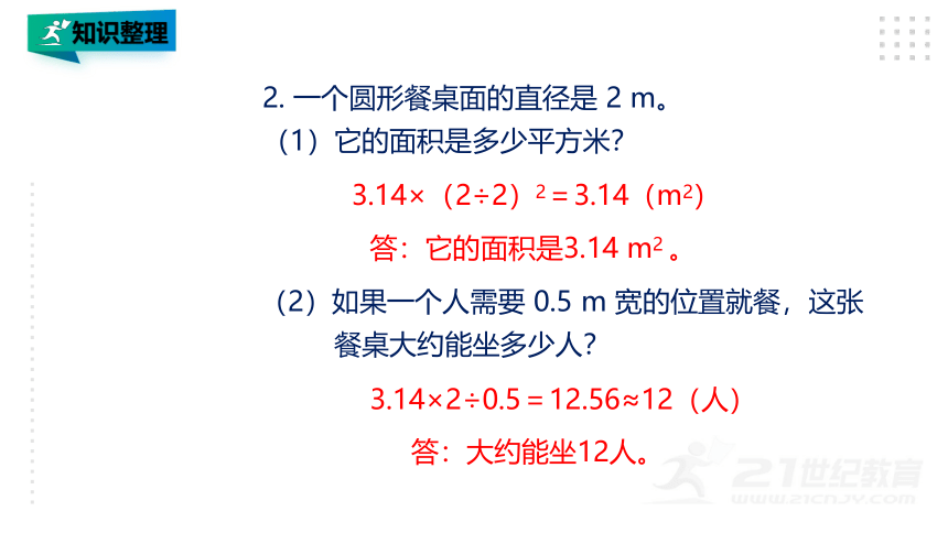 人教版六年级上册数学 第5单元 圆 第8课时 整理和复习 课件(共20张PPT)