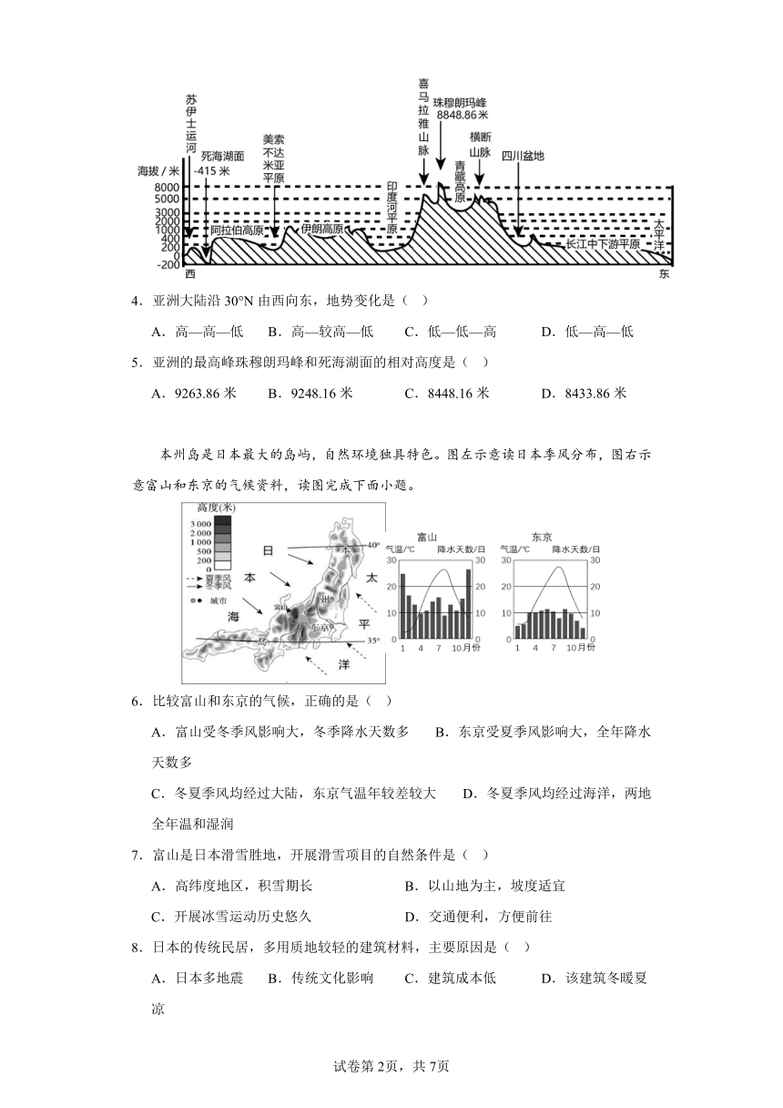 2023-2024学年下学期湖南省益阳市大通湖区北洲子镇中学等校期中联考试题卷七年级下册地理（含答案）