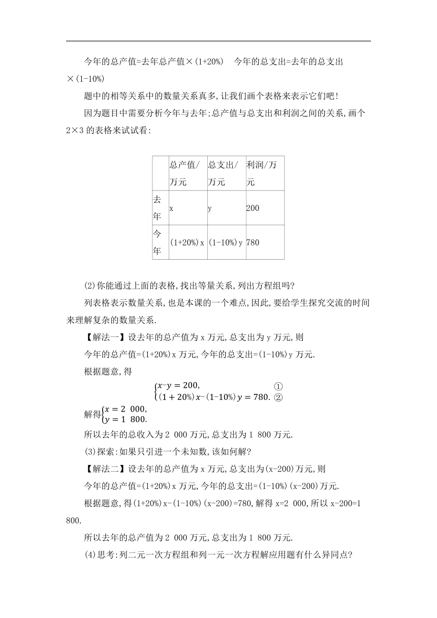 北师大版数学八年级上册 5.4 应用二元一次方程组——增收节支 教案