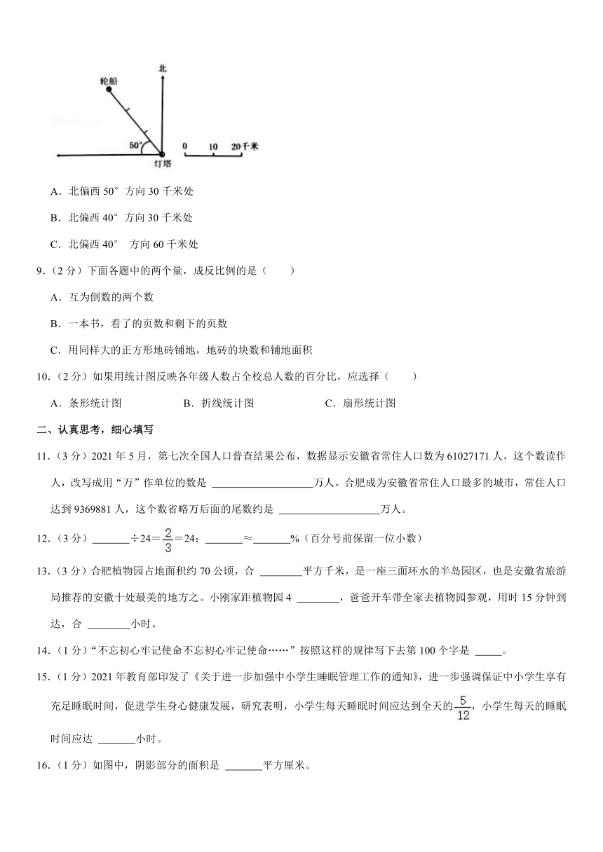 2021年安徽省合肥市庐阳区小升初数学试卷（含答案）