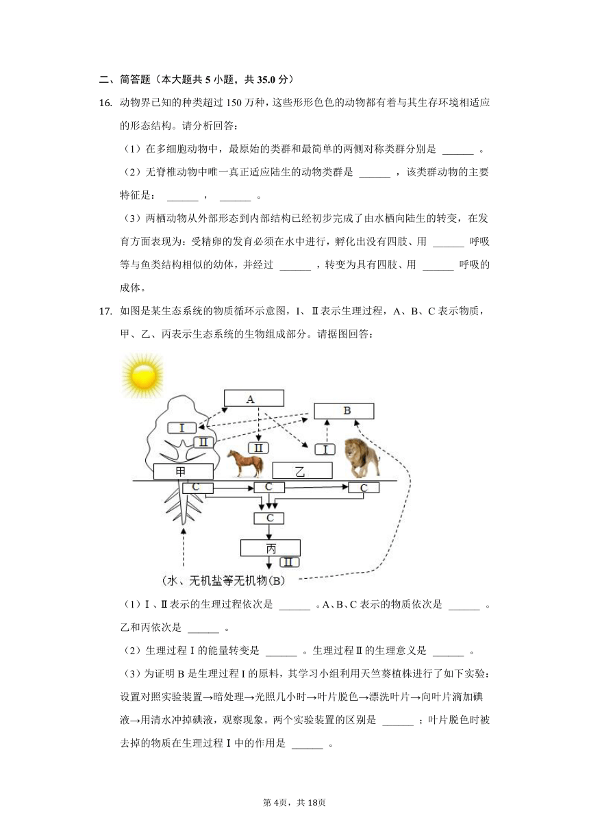 2020-2021学年山东省泰安市泰山区八年级（下）期中生物试卷（word版含解析）