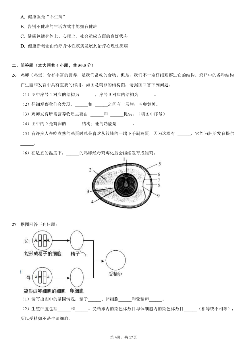 2019-2020学年山西省晋城市阳城县八年级（下）期末生物试卷（word版，含解析）