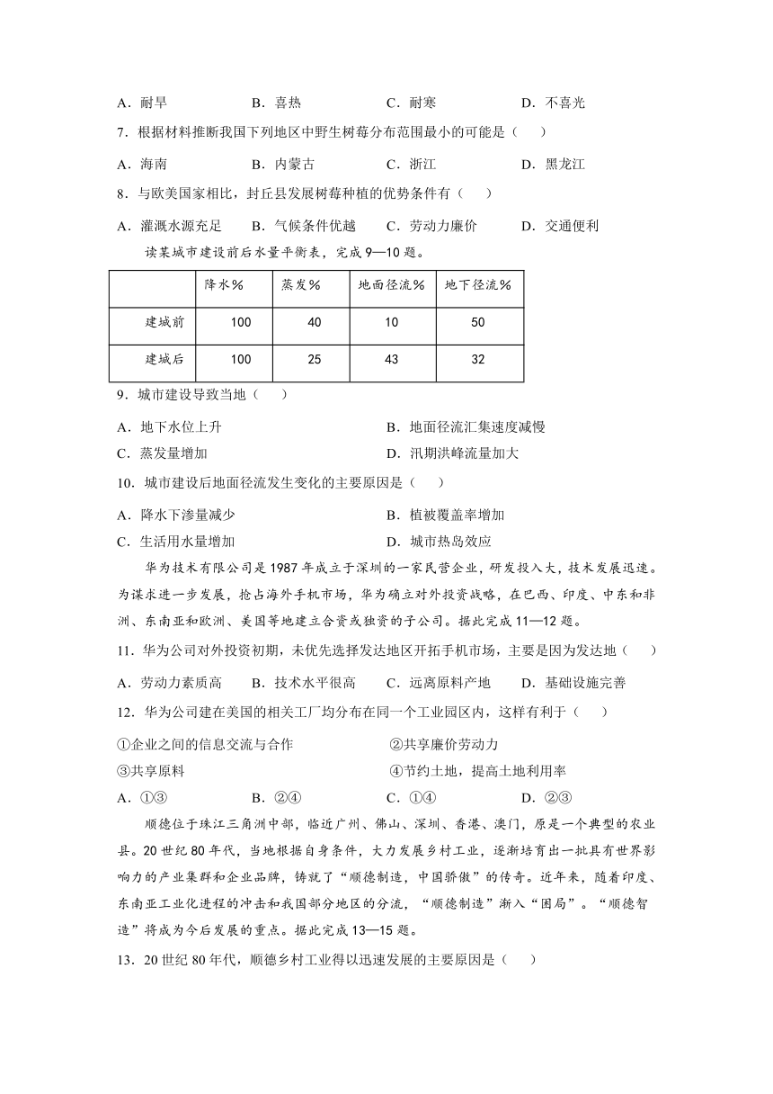 四川省凉山州宁南中学2021-2022学年高一下学期5月第二次月考地理试题（Word版含答案）