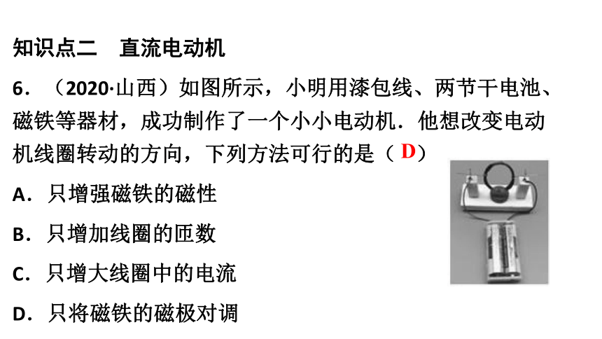 九年级全册物理人教版习题课件：课后作业第二十章电与磁第4节(共14张PPT)