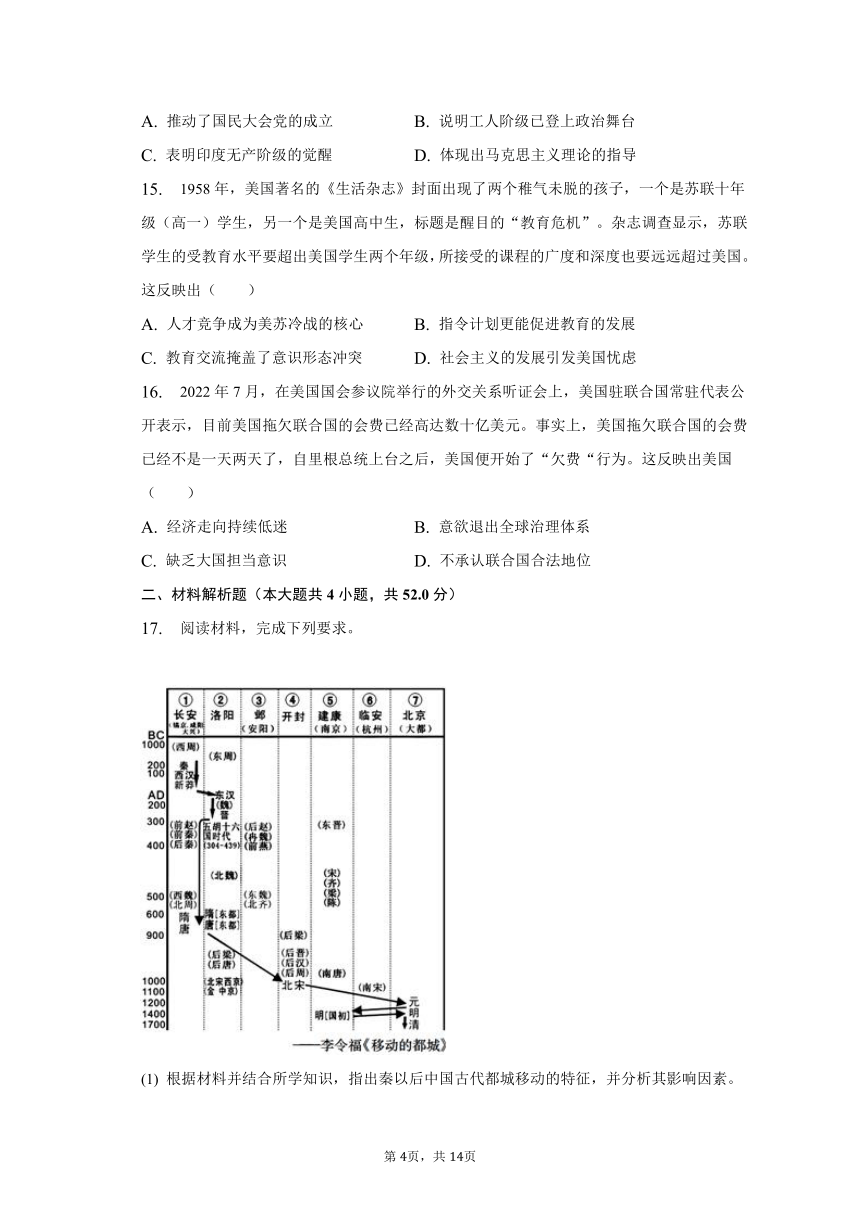 2023年湖南省先享联盟高考历史联考试卷-普通用卷（含解析）