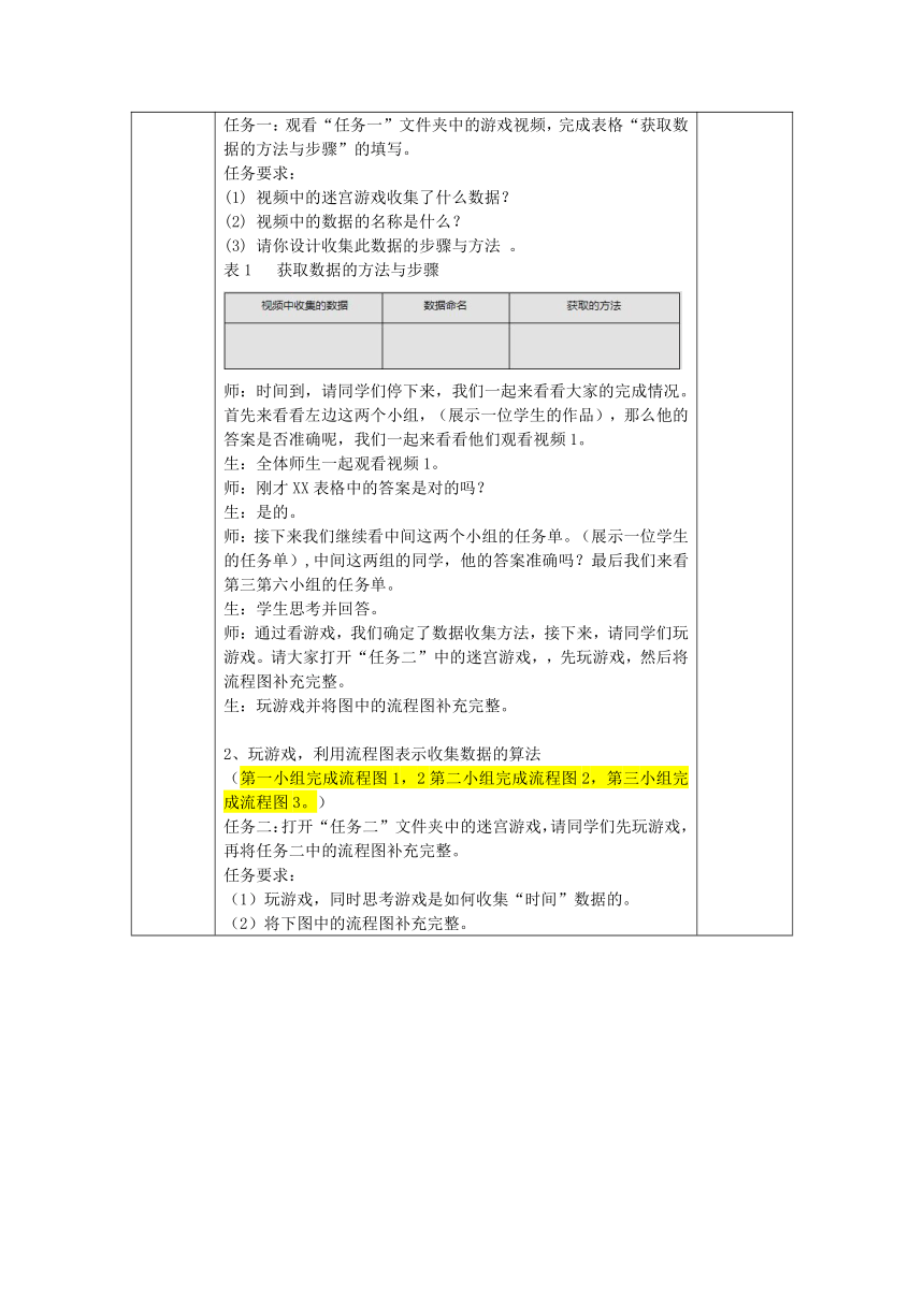 第4课 收集迷宫游戏中的数据——初识变量 教学设计（表格式）